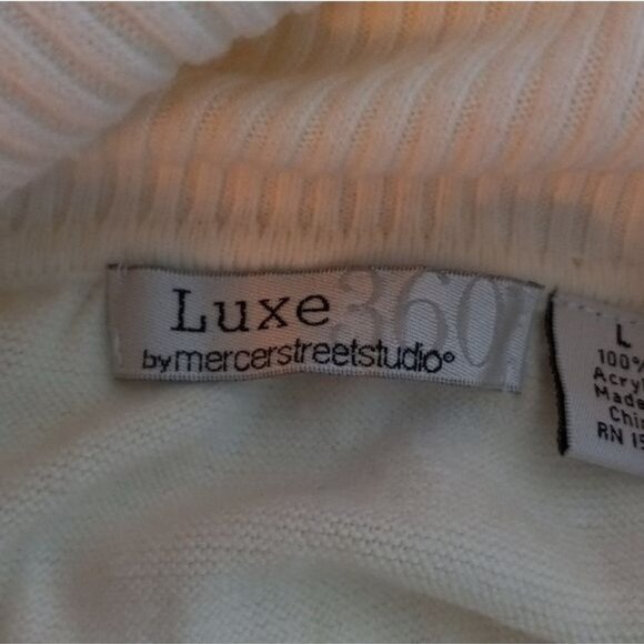 Luxe By Mercer Street Studio Size L Ivory 3/4 Sleeve Cowl Neck Sweater Acrylic - Picture 7 of 9
